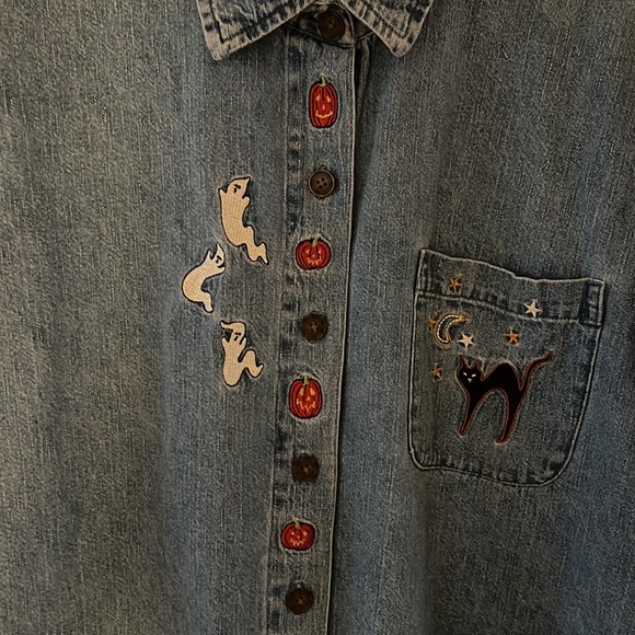 FALL Christopher & Banks Halloween denim jacket - Picture 2 of 9